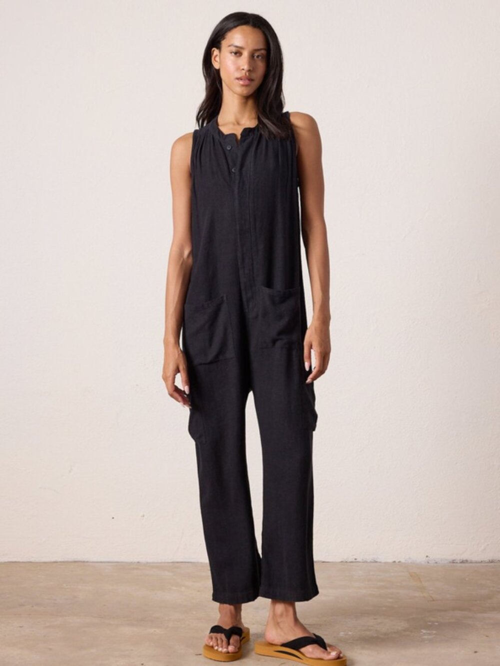 NSF Silva Relaxed Linen Viscose Romper Jumpsuit Button Pocket Straight Leg XL